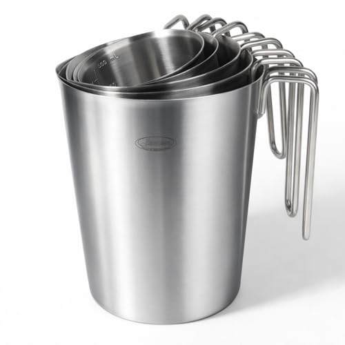 Image of Newness 5-Pack Stainless Steel Measuring Cups Set, Metal Measuring Cup