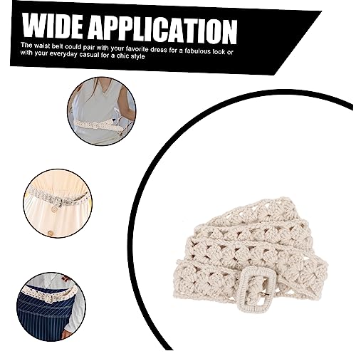 Woven Cotton Waist Belt for Women Stylish Macrame Design for Dresses Casual Wear Wide Belt for Summer Fashion Chic and Versatile Accessory Beige 7