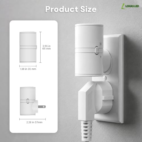 L LOHAS LED Night Light, Soft White 3000K, Light Sensor, White Shade,4 Pack — view 6