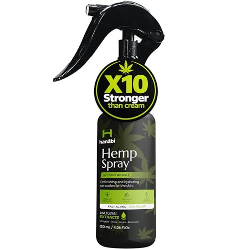 Hanábi Premium Hemp Spray | Maximum Strength 10,000mg Hemp Oil Infused | Better Than Hemp Cream | GMO Free | Hemp Seeds Oil, Calendula, Lavender & Arnica | Organic & Vegan Relife - 4.1 Oz