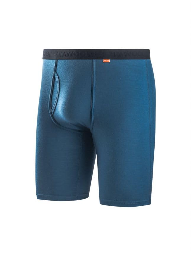 Mens Boxer Briefs Merino Wool Underwear Moisture Wicking Long-leg with Fly