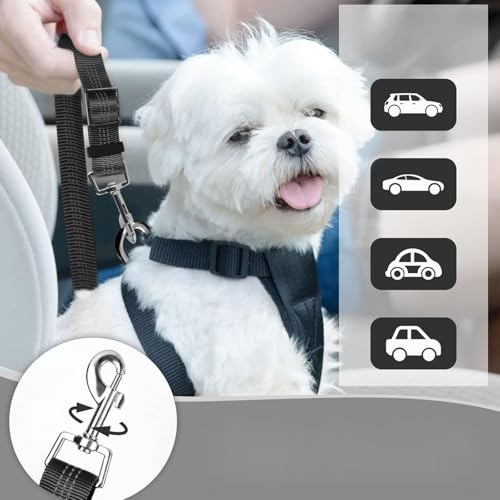2x TÜV-geprüfter Hundeauto-Gurt mit 1680D-Nylon & 3D-Stoßdämpfer ertifizierter Sicherheitsgurt für SUV/Wohnmobile (80-150cm verstellbar, kaufsicherer Rand) - Für alle Rassen bis 60kg