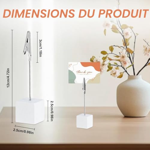 20 Pièces Supports Photo avec Pinces, Porte Photo sur Pied avec Base en Bois, pour Mémo, Message ou Porte-Nom, Décoration Mariage, Fête, Bureau, Restaurant – vue 3