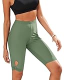 GRAPENT Plus Size Shorts for Curvy Women High Waisted Swim Shorts Bathing Suits Iceberg Green Size X-Large US 16 to 18
