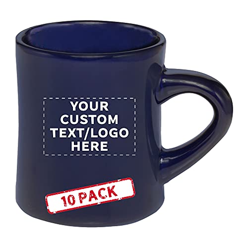 Juego de 10 mugs cerámicos azules de 12 oz con agarre grueso miniatura 1
