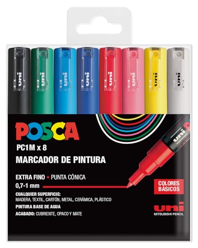 UNI Posca Set PC 1M Basic - Pack 8 rotuladores