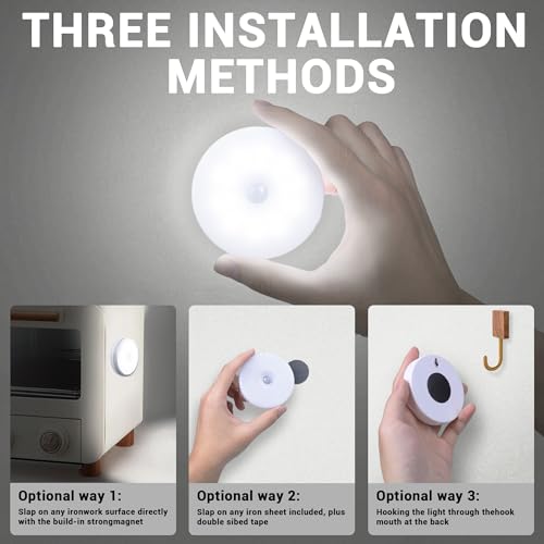 innotree 3 Pack Motion Sensor Lights Indoor,Battery Powered Rechargeable LED Night Light for Stairs, Bathrooms, Hallways, Closets, Kitchens, Under Cabinets - Image 4