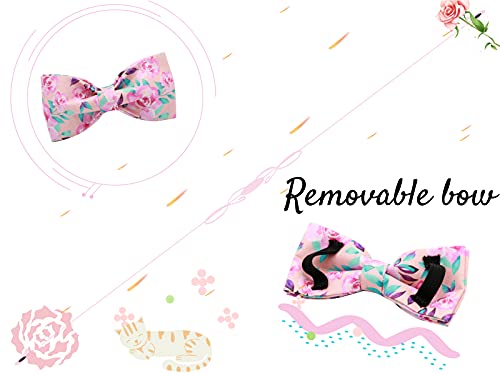 Lionheart Glory Floral Rose Print Dog Collar Adjustable Soft Dog Collar With Bowtie, Girl Pet Collars For X-Small Small Medium Large Dogs #TOP3