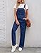 luvamia Overalls Women Loose Fit Denim Bib Baggy Overall Jumpsuit Straight Wide Leg Stretchy Jean Pants Fashion A2 Sargasso Sea Size Large Fits US 12-14