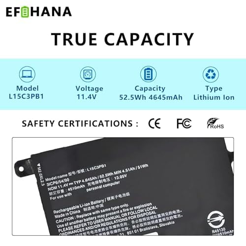 Amazon.com: L15C3PB1 Laptop Battery Replacement for Lenovo Ideapad