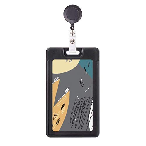 Porte-badge rétractable motif abstrait plantes grises enrouleur carte de bus