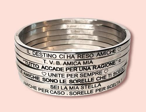 Bracciale acciaio con frase Amiche per caso sorelle per scelta