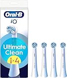 Oral-B iO Series Ultimate Clean Replacement Brush Heads, Original Round Head with Crisscross Bristles for Advanced Deep Cleaning and Plaque Removal, 4-Pack for Months of Hassle-Free Use at Home-Travel