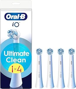 Oral-B iO Series Ultimate Clean Replacement Brush Heads, Original Round Head with Crisscross Bristles for Advanced Deep Cleaning and Plaque Removal, 4-Pack for Months of Hassle-Free Use at Home-Travel
