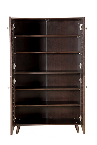 Image of DeckUp Bei 4-Door Engineered Wood Shoe Rack with Wooden Legs (Dark Wenge, Matte Finish)