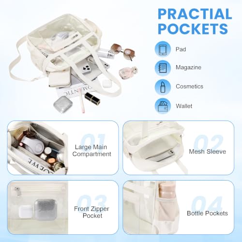 Image of Clear Tote Bag 12x6x12 Stadium Approved Transparent Crossbody Bag with Multi Pockets for Sports Concerts
