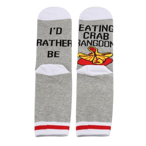 G2TUP 2 Pair Crab Lover Gift I'd Rather Be Eating Crab Rangoon Socks Nautical Ocean Themed Gift Seafood Lover Socks Chef gift2