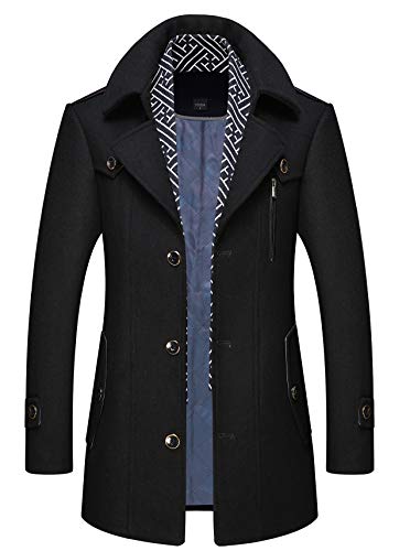 Image of Men's Classical Bussiness Style Single Breasted Plaid Wool Coat #00220237