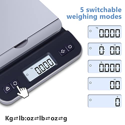 Image of QP Shipping Scale, 86lb /0.1oz High Accuracy Digital Postal Scale for Packages, Hold /Tare Function, Backlit LCD Display, Flip-up Holder, Postage Scale, Mail Scale, Battery & Tape Measure Included