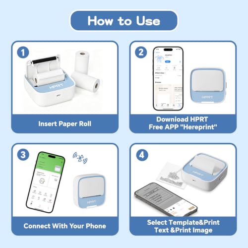 Image of HPRT S1 Bluetooth Thermal Label Printer,Portable Mini Inkless Sticker Maker | Label Maker with 1 Roll Paper,Compatible with iPhone&Android,for Home, School, Office, Travel, Kids. App with Templates