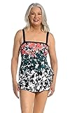 Maxine Of Hollywood Women's Standard Bandeau Sarong One Piece Swimsuit, Multi//Floating Flowers, 12