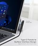 Adaptateur de charge de surface, PD jusqu'à 45W (15V/3A) Chargement rapide, USB C Connecteur magnétique femelle à surface pour Microsoft Surface Pro 9/8/7/6/5/4, Ordinateur portable 3/2/1, Livre, Aller