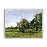  ZHPLIX Eugène Boudin « Caudebec-en-Caux, étang et pêcheur » Tableaux d\'art Reproductions de peintures célèbres Impressions sur toile Décoration murale 20 x 26 cm sans cadre