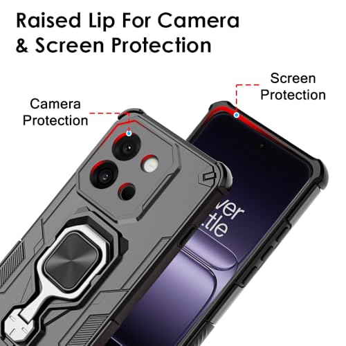Image of TheGiftKart Tough Armor Bumper Back Case Cover for OnePlus 13s 5G | Ring Holder & Kickstand in-Built | 360 Degree Protection Back Case Cover for OnePlus 13s 5G (PC & TPU, Black)
