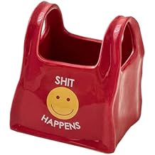 Ceramic Pen Holder Office Desktop Pencil Organizer Handbag Make up Brush Holder Red