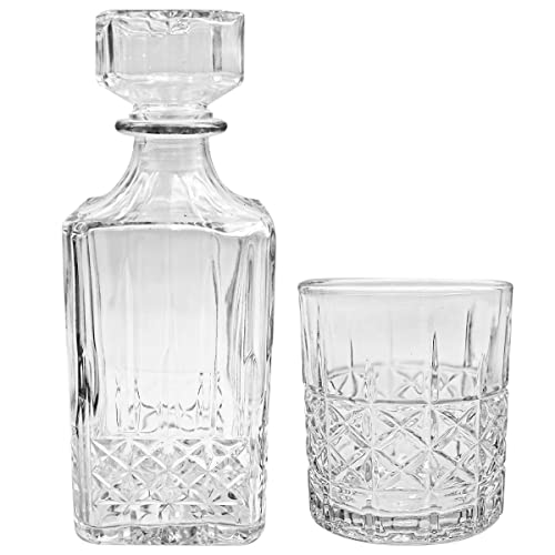 Consejos para Comprar Old fashion vaso - 5 favoritos. 46 Top Choice Set Juego Licorera Vidrio con Relieves con 4 Vasos de Vidrio Old Fashion para Whiskey