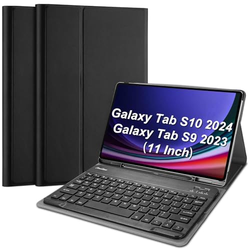 ProCase Keyboard Case for Galaxy Tab S10 2024 SM-X720/ S9 11 Inch 2023 SM-X710 /X716B /X718U with S Pen Holder, Protective Cover Case with Detachable Wireless Keyboard for Galaxy Tab S10 / S9 –Black