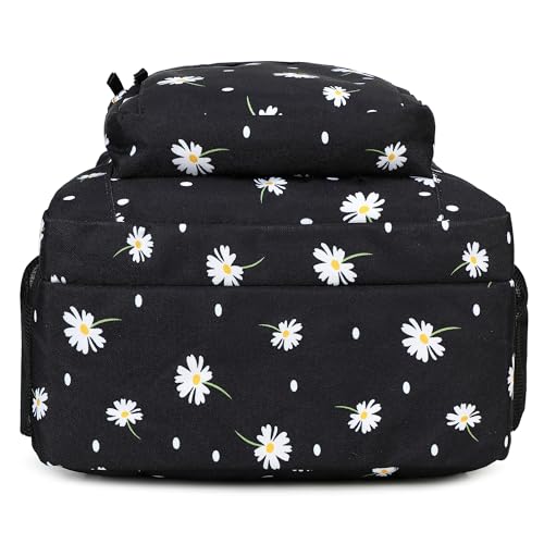 Image of abshoo Classical Basic Daisy Womens School Backpack For College Teen Girls Water Resistant Bookbag (Daisy Black)