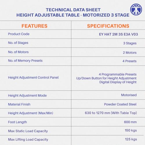 Image of ErgoYou Premium Electric Height Adjustable Table Heavy Duty - Dual Motor 3 Stage - 150 Kgs Max Weight Capacity - E3A Series - Ergonomic Sit Stand Desk - 47 x 23.5 inches - White Laminate Table Top