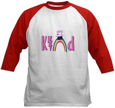 CafePress Peppa Pig Kind Baseball Jersey Kids Cotton Baseball Jersey, 3/4 Raglan Sleeve Shirt Red/White