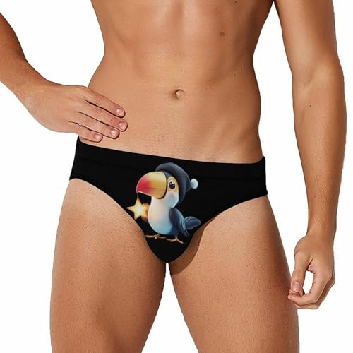 Cute Toucan with Hat Men's Swim Briefs Low Waist Bikini Swimsuit Underwear Beach Swimwear