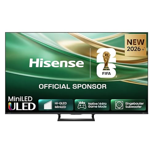 Hisense 55E8DS Fernseher 55 Zoll, 4K UHD, Hi-QLED Mini LED, Smart TV, 144Hz, Hi-View AI Engine, Dolby Vision.Atmos, Unibody Slim, FreeSync Premium, AI-Lichtsensor, Game Bar, Tuned by Devialet