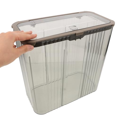 Caneca de basura con tapa gris de plástico para baño miniatura 3