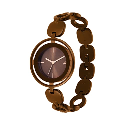Image of Fastrack Glitch Quartz Analog Brown Dial Brown Metal Strap Watch for Girls - NT6237QM01