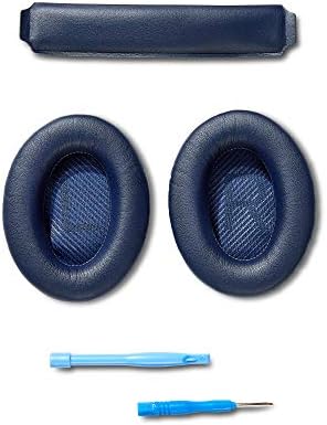 Premium Replacement QC35 / QC35 ii earpads and V2 QC35 / QC35 ii headband pad cushion Compatible with Bose QuietComfort 35 (QC35) and Bose QuietComfort 35 ii (QC35 ii) Headphones (Midnight blue)