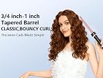 Wand Curling, 3/4-1 Inch Fer à ruban, Céramique professionnelle Tour de cheveux pour les femmes et les filles Courroies naturelles moyennes à longues, avec gants résistant à la chaleur, double tension