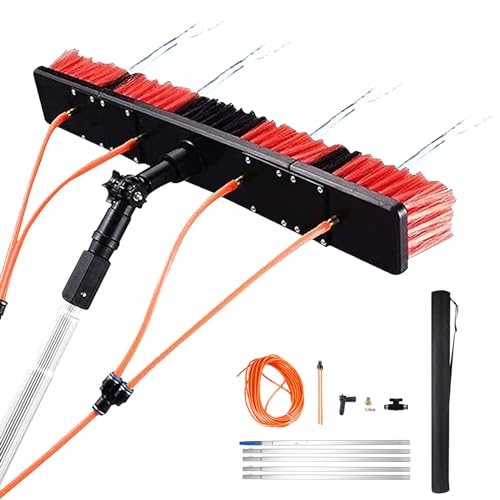 Aioneer Telescopic Window Cleaner Kit - 3-12M Extendable Pole 55Cm Adjustable Water Fed Brush Ideal For Solar Panels & Conservatory Roofs - Efficient Window Cleaning Tool-8m(26ft)