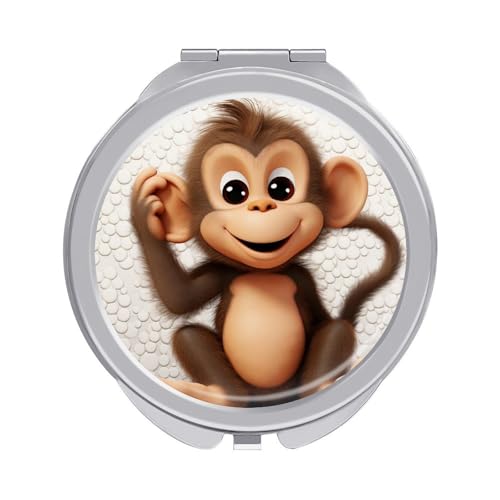 Espejo de Maquillaje Portátil Travel Cute Monkey Redondo