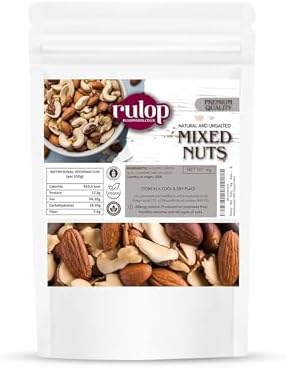 Rulop Mix Nuts 1kg: Raw & Unsalted Cashews, Almonds, Walnuts, Brazil Nuts - Nutritious Vegan, Keto, Vegetarian Snack Mix, Bulk Diet Treat & Wholesome Gift Choice