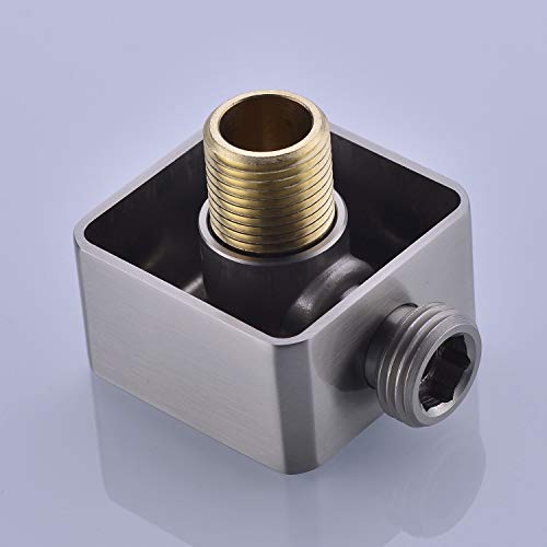 Brass Wall Supply Elbow, Nicmondo G1/2” Square Shower Hose Connector, Drop Ell Wall-Mounted Union Water Outlet For Handheld Shower Handshower,Brushed Nickel #TOP4