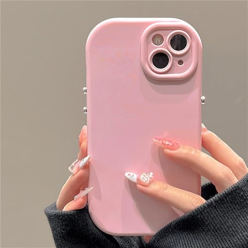 Coque iPhone 15 Pro Max mignonne couleur unie rose pour le quotidien