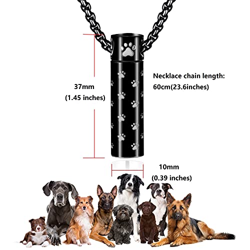 Morotole Dog Urn Necklaces For Ashes Paw Print Ashes Urn Pendant Necklace Cylinder Cremation Necklace For Pet Ashes Urn Necklace For Puppy Pet Memorial Keepsake Jewelry #TOP1