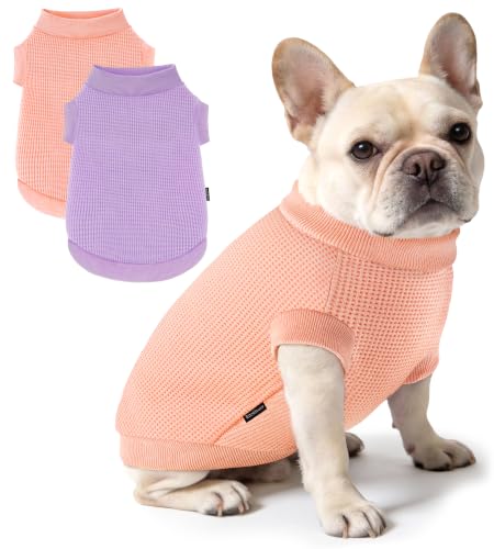 BAOBICUTE 2 Pack Dog Shirt for Small Supplies Functional Waffle Dog Clothes Warm Soft Sweatshirt Outfit for Dogs Cats Pet Apparel