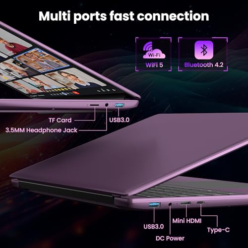 jumper Laptop 16 Zoll IPS 1920x1200, Intel N150(3,6 GHz), 16GB RAM 1TB SSD + 128GB eMMC Notebook, 2 Stereo-Lautsprecher, USB 3.0/Mini HDMI/38Wh Akku (Lila)