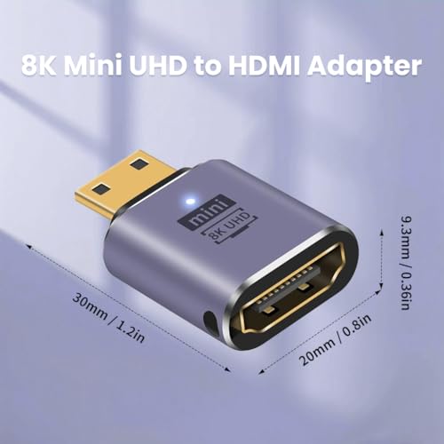 Image of Verilux 8K Mini HDMI to HDMI Adapter, Male to Female Converter, LED Indicator Design, HDR 3D Dolby 48Gbps, Compatible for Monitor, Desktop, Projector, Laptop Game Console