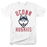 University of Connecticut Official Huskies Logo Unisex Adult T Shirt,White, Large
